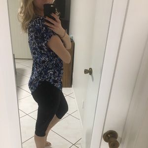 Lush Tops - Blue, pink, black & white floral hi-low top Lush Tops - Blue, pink, black & white floral hi-low top